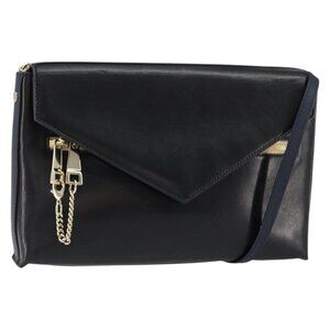 Authentic Chloe Shoulder Bag Leather Black Gold